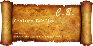 Chalupa Béla névjegykártya
