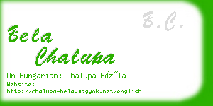 bela chalupa business card